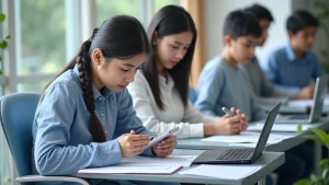 The image shows a smartphone displaying exam results with instructions for checking JSC Result By SMS.